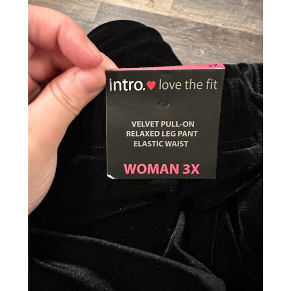 Intro Love The Fit Womens Black Velvet Pull On Relaxed Elastic Waist Pant 3X NWT - Picture 5 of 5